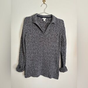 L.L. Bean Women's V-Neck Collared Knit Sweater Size Medium